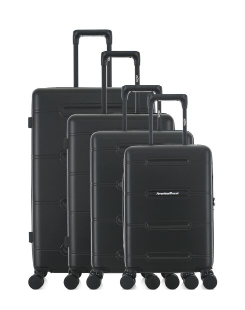 Lot de 4 valises 4 roues doubles Cleveland-O noires - L/M/S/XS
