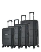 Lot de 4 valises 4 roues doubles Cleveland-O noires - L/M/S/XS