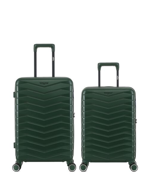Lot de 2 - Valise weekend et valise cabine 4 roues doubles Seattle vert foncé - M/S