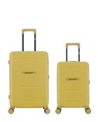 Lot de 2 - Valise weekend et valise cabine 4 roues doubles Cleveland jaune crème - M/XS