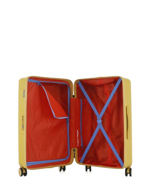 Lot de 2 - Valise weekend et valise cabine 4 roues doubles Cleveland jaune crème - M/XS