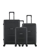 Lot de 3 - Valise grand format, valise weekend et valise cabine 4 roues doubles Cleveland noires - L/M/XS