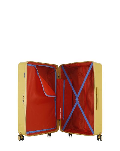 Lot de 2 - Valise grand format et valise weekend 4 roues doubles Cleveland jaune crème - L/M
