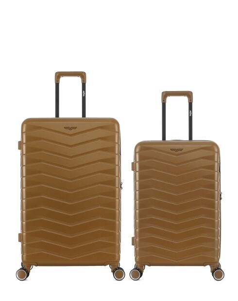 Lot de 2 - Valise grand format et valise weekend 4 roues doubles Seattle bronze - L/M