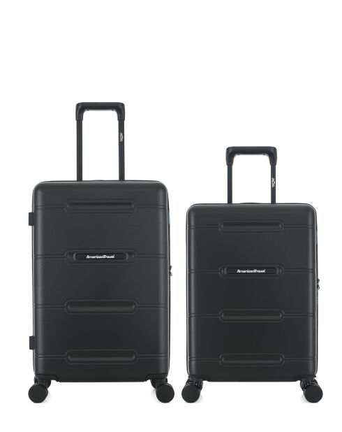 Lot de 2 - Valise weekend et valise cabine 4 roues doubles Cleveland noires - M/S