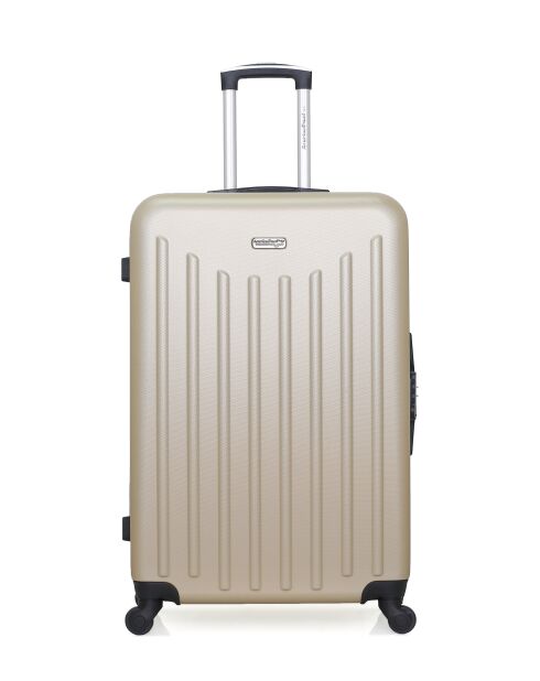 Lot de 3 - Valise grand format et 2 valises cabine 4 roues simples Brooklyn beiges - L/S/XXS