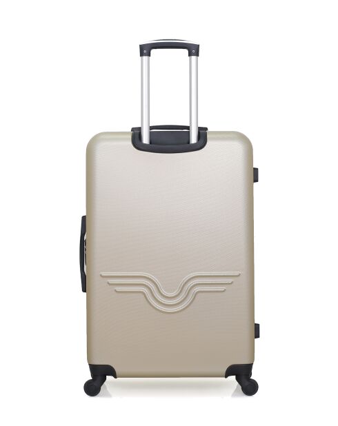 Lot de 3 - Valise grand format et 2 valises cabine 4 roues simples Brooklyn beiges - L/S/XXS
