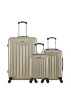 Lot de 3 - Valise grand format et 2 valises cabine 4 roues simples Brooklyn beiges - L/S/XXS