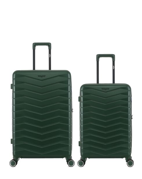 Lot de 2 - Valise grand format et valise weekend 4 roues doubles Seattle vert foncé - L/M