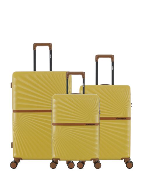 Lot de 3 - Valise grand format, valise weekend et valise cabine 4 roues doubles Oakland miel - L/M/S