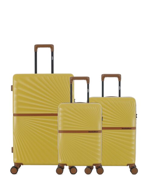 Lot de 3 - Valise grand format et 2 valises cabine 4 roues doubles Oakland miel - L/S/XS