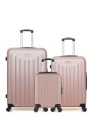 Lot de 3 - Valise grand format, Valise weekend et valise cabine 4 roues simples Brooklyn rose doré - L/M/XXS