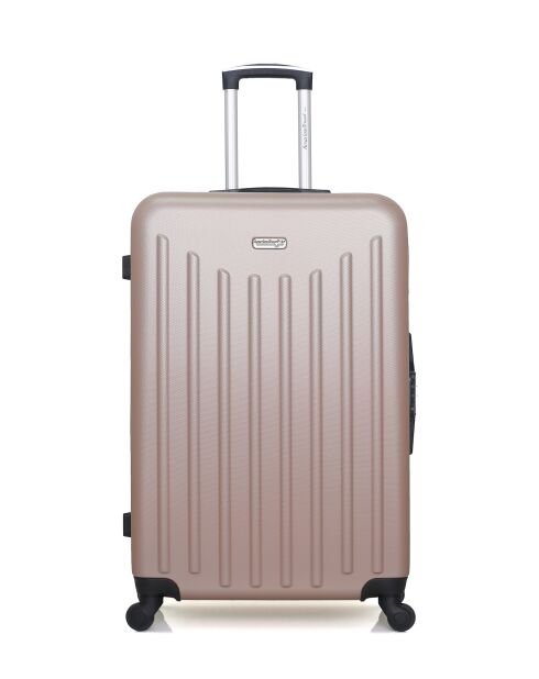 Lot de 3 - Valise grand format, Valise weekend et valise cabine 4 roues simples Brooklyn rose doré - L/M/XXS