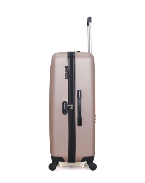Lot de 3 - Valise grand format, Valise weekend et valise cabine 4 roues simples Brooklyn rose doré - L/M/XXS
