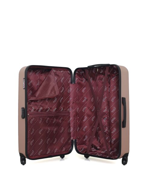 Lot de 3 - Valise grand format, Valise weekend et valise cabine 4 roues simples Brooklyn rose doré - L/M/XXS