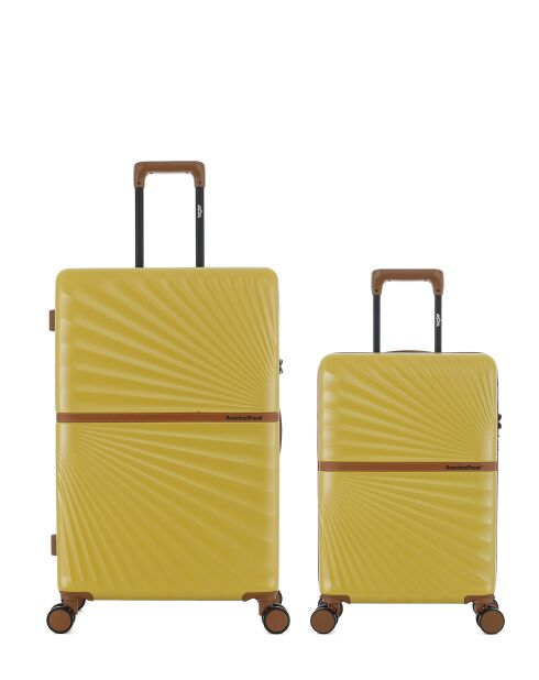 Lot de 2 - Valise grand format et valise cabine 4 roues doubles Oakland miel - L/S