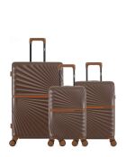 Set van 3 - Grote koffer en 2 handbagage 4 dubbele wielen Oakland chocolate - L/S/XS