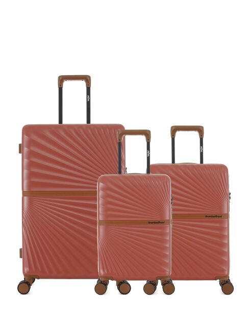 Lot de 3 - Valise grand format et 2 valises cabine 4 roues doubles Oakland terracotta - L/S/XS