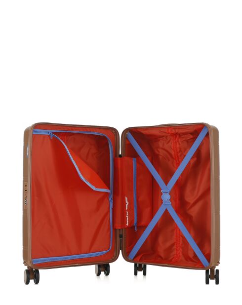Valise Cabine S 4 roues doubles Cleveland brun clair - 40,5x60x20 cm