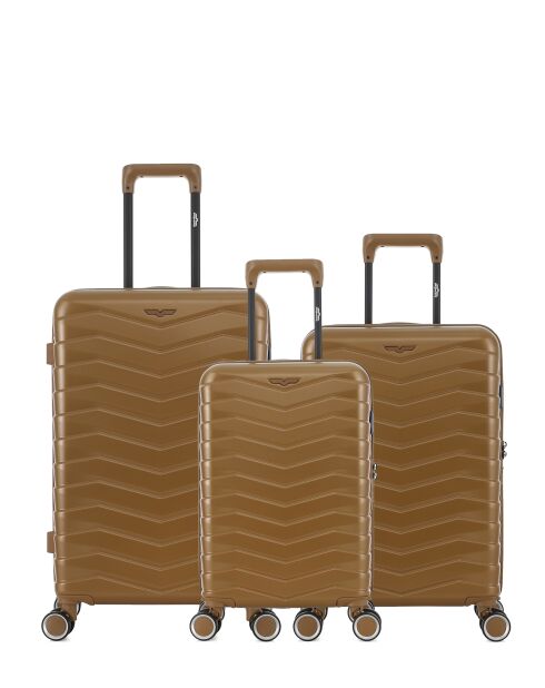 3er-Set - Wochenendkoffer und 2 Kabinenkoffer 4 Doppelräder Seattle Bronze - M/S/XS