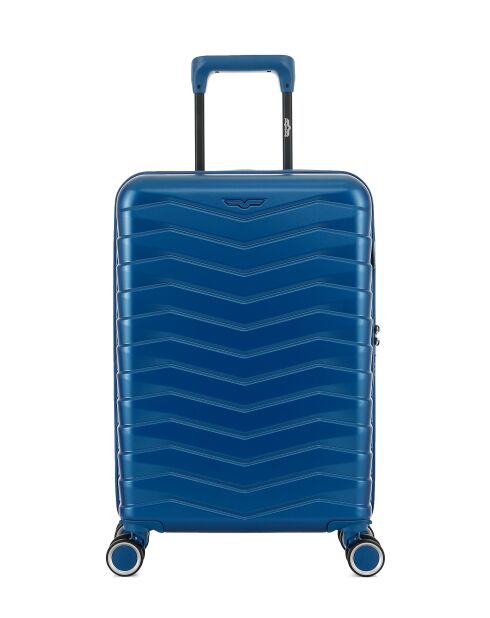Valise Cabine S 4 roues doubles Seattle bleu argenté - 39x59x20 cm