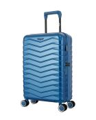 Valise Cabine S 4 roues doubles Seattle bleu argenté - 39x59x20 cm