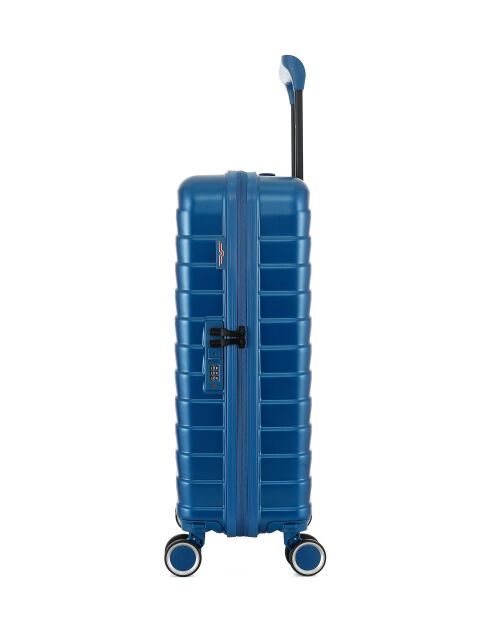 Valise Cabine S 4 roues doubles Seattle bleu argenté - 39x59x20 cm