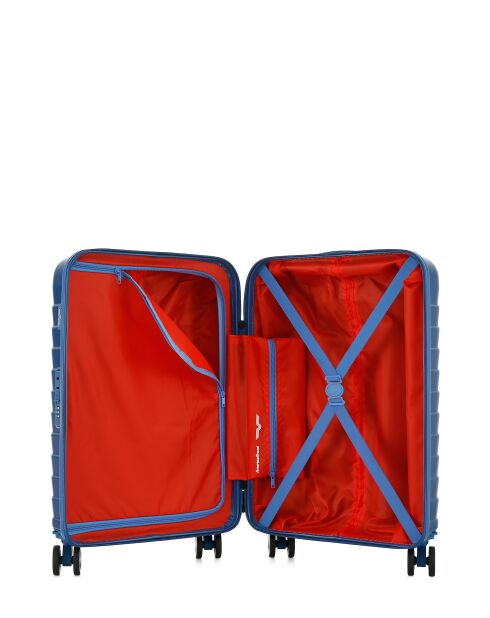 Valise Cabine S 4 roues doubles Seattle bleu argenté - 39x59x20 cm