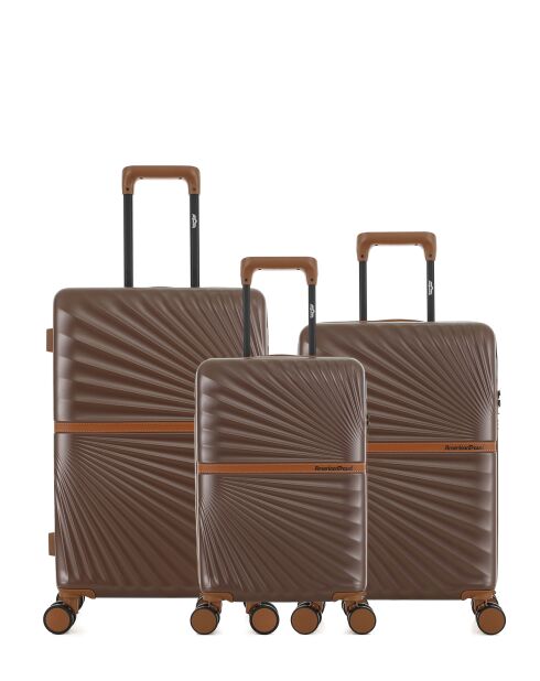 3er-Set — Wochenendkoffer und 2 Kabinenkoffer mit 4 Doppelrollen Oakland Chocolate — M/S/XS