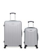 Lot de 2 - Valise grand format et valise cabine 4 roues simples Brooklyn grises - L/S