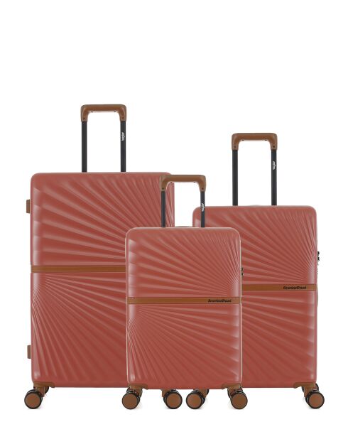 Lot de 3 - Valise grand format, valise weekend et valise cabine 4 roues doubles Oakland terracotta - L/M/S