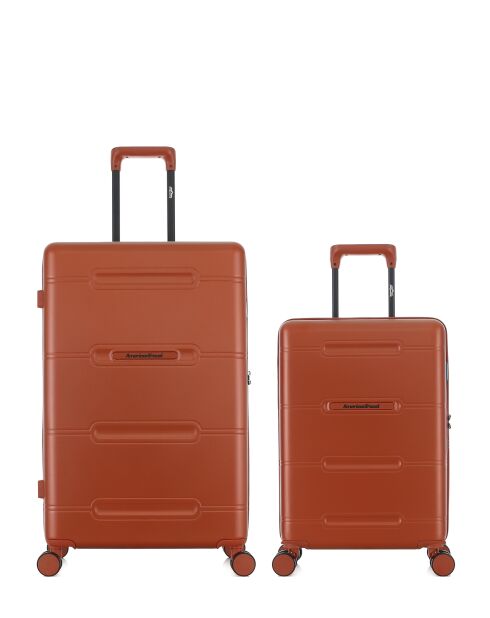 Lot de 2 - Valise grand format et valise cabine 4 roues doubles Cleveland brique - L/S