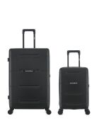 Lot de 2 - Valise grand format et valise cabine 4 roues doubles Cleveland noires - L/XS