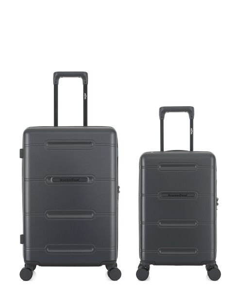 2er-Set — dunkelgrauer Wochenendkoffer Cleveland und 4-Rad-Doppelkabinenkoffer — M/XS