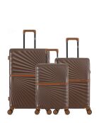 Set di 3 - Valigia grande color cioccolato Oakland, valigia per il weekend e valigia doppia cabina a 4 ruote - L/M/S