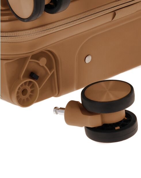 Lot de 3 - Valise grand format, valise weekend et valise cabine 4 roues doubles Cleveland brun clair - L/M/XS