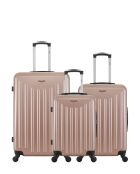 Lot de 3 - Valise grand format, Valise weekend et valise cabine 4 roues simples Brooklyn rose doré - L/M/S