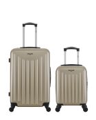 Lot de 2 - Valise weekend et valise cabine 4 roues simples Brooklyn beiges - M/XXS