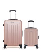 Lot de 2 - Valise weekend et valise cabine 4 roues simples Brooklyn rose doré - M/XXS