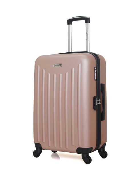 Lot de 2 - Valise weekend et valise cabine 4 roues simples Brooklyn rose doré - M/XXS