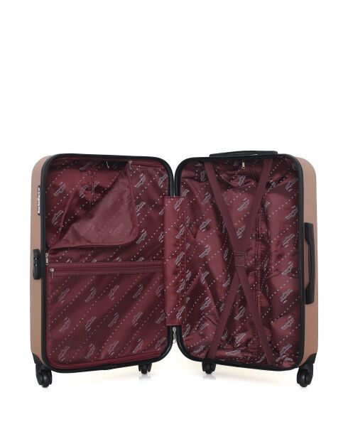 Lot de 2 - Valise weekend et valise cabine 4 roues simples Brooklyn rose doré - M/XXS