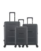 3er-Set - Wochenendkoffer und 2 Kabinenkoffer 4 Doppelräder Cleveland dunkelgrau - M/S/XS