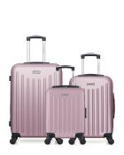 Lot de 3 - Valise weekend et 2 valises cabine 4 roues simples Brooklyn rose doré - M/S/XXS