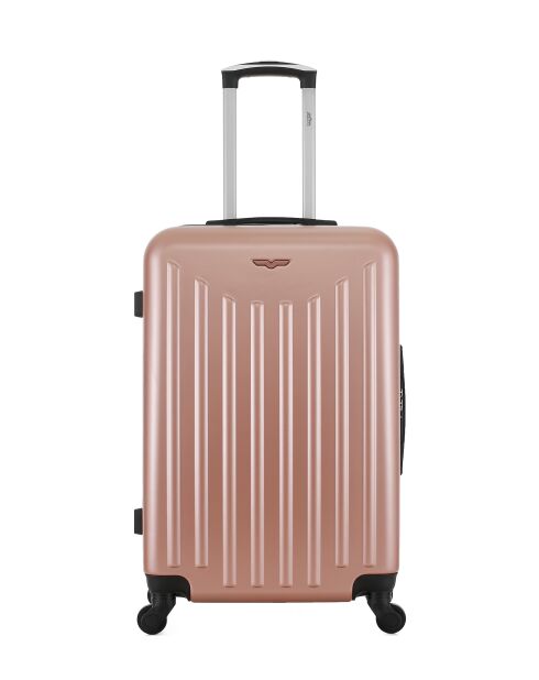 Lot de 3 - Valise weekend et 2 valises cabine 4 roues simples Brooklyn rose doré - M/S/XXS