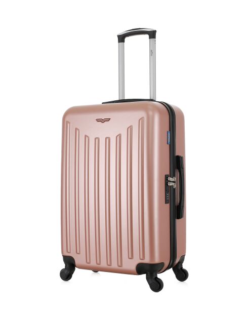 Lot de 3 - Valise weekend et 2 valises cabine 4 roues simples Brooklyn rose doré - M/S/XXS