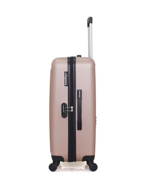 Lot de 3 - Valise weekend et 2 valises cabine 4 roues simples Brooklyn rose doré - M/S/XXS