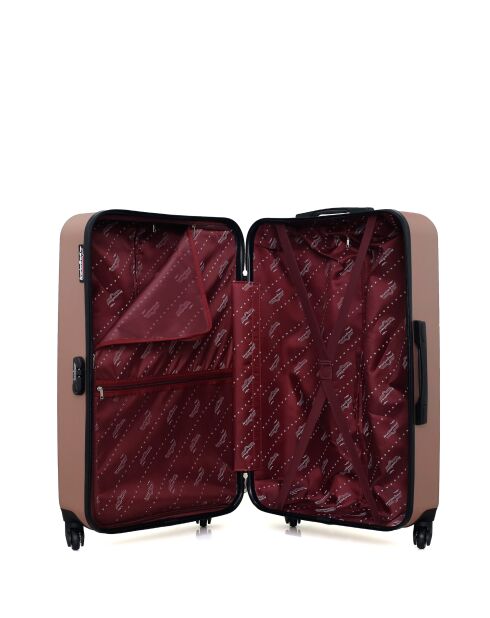 Lot de 2 - Valise grand format et valise weekend Queens rose doré - L/M