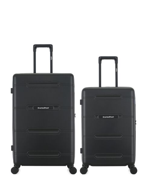 Lot de 2 - Valise grand format et valise weekend 4 roues doubles Cleveland noires - L/M