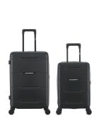 Set di 2 - Valigia da weekend nera doppia Cleveland a 4 ruote e valigia da cabina - M/XS