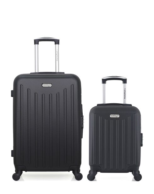 Lot de 2 - Valise weekend et valise cabine 4 roues simples Brooklyn noires - M/XXS